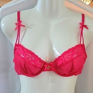Hot pink mesh romantic bra